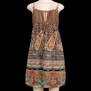 VOILA SLEEVELESS PRINTED MIDI DRESS